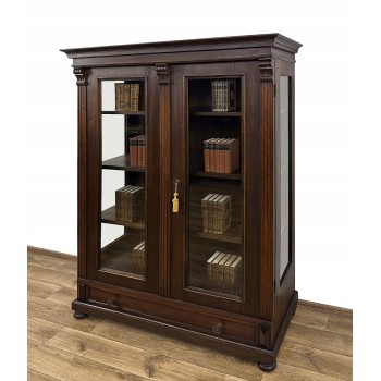 BIBLIOTEKA WITRYNA XIX w. ANTYK PRZESZKLONA SZAFA