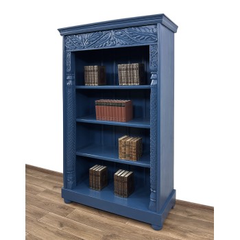 REGAŁ BIBLIOTECZNY INDIE ANTYK BIBLIOTEKA INDYGO RZEŹBIONY LIŚCIE