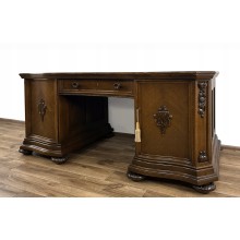 BIURKO ANTYK 100-LETNIE RZEŹBIONE FALISTE DWUSTRONNE, 3 SZUFLADY