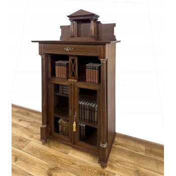BIBLIOTEKA PODRĘCZNA 100-LETNIA ANTYK WITRYNA WERTIKO Z SZUFLADĄ SZAFKA