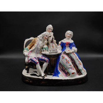 GRAJĄCY W SZACHY DUŻA GRUPA FIGURALNA TURYNGIA porcelana